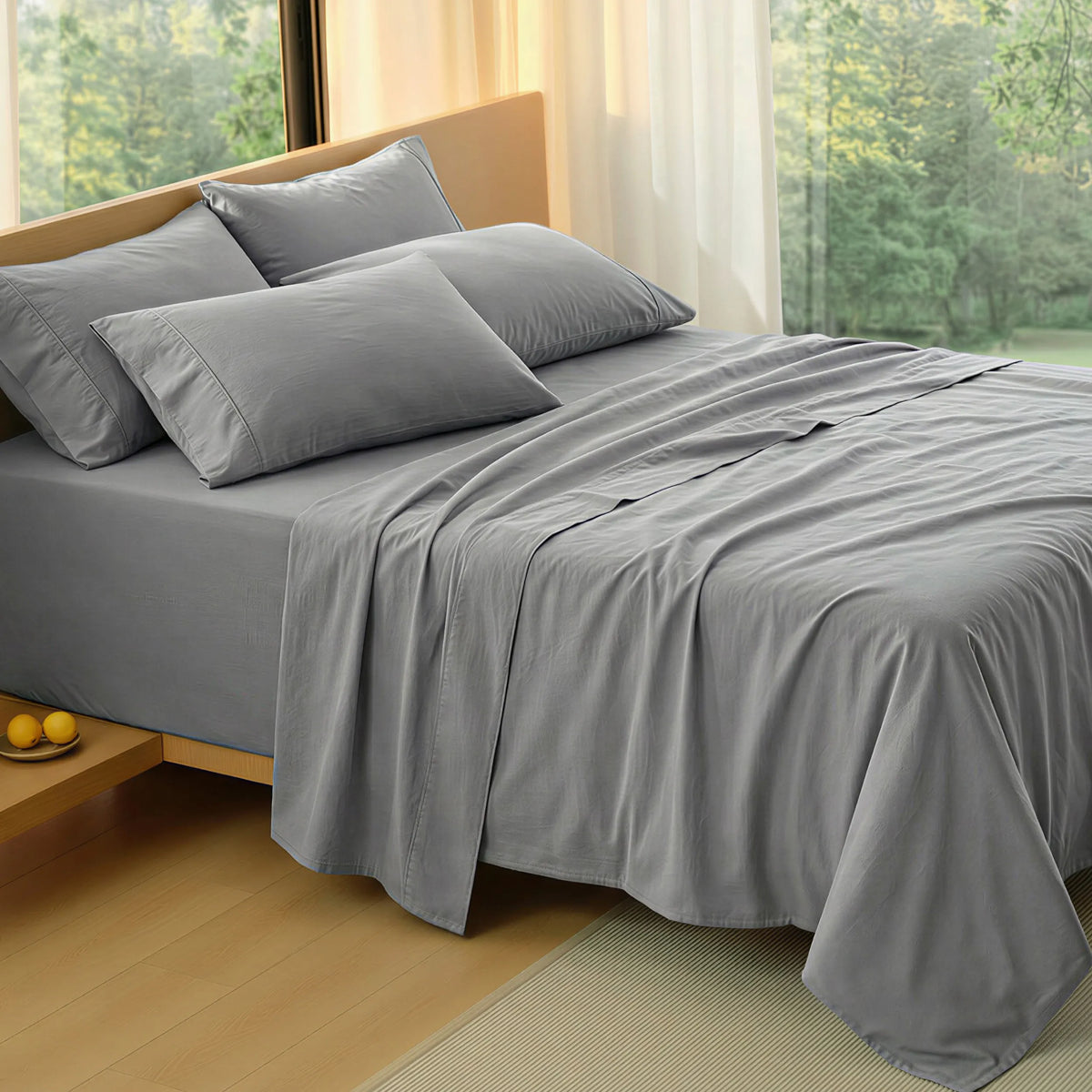 6-Piece Washed Cotton Sheet Set