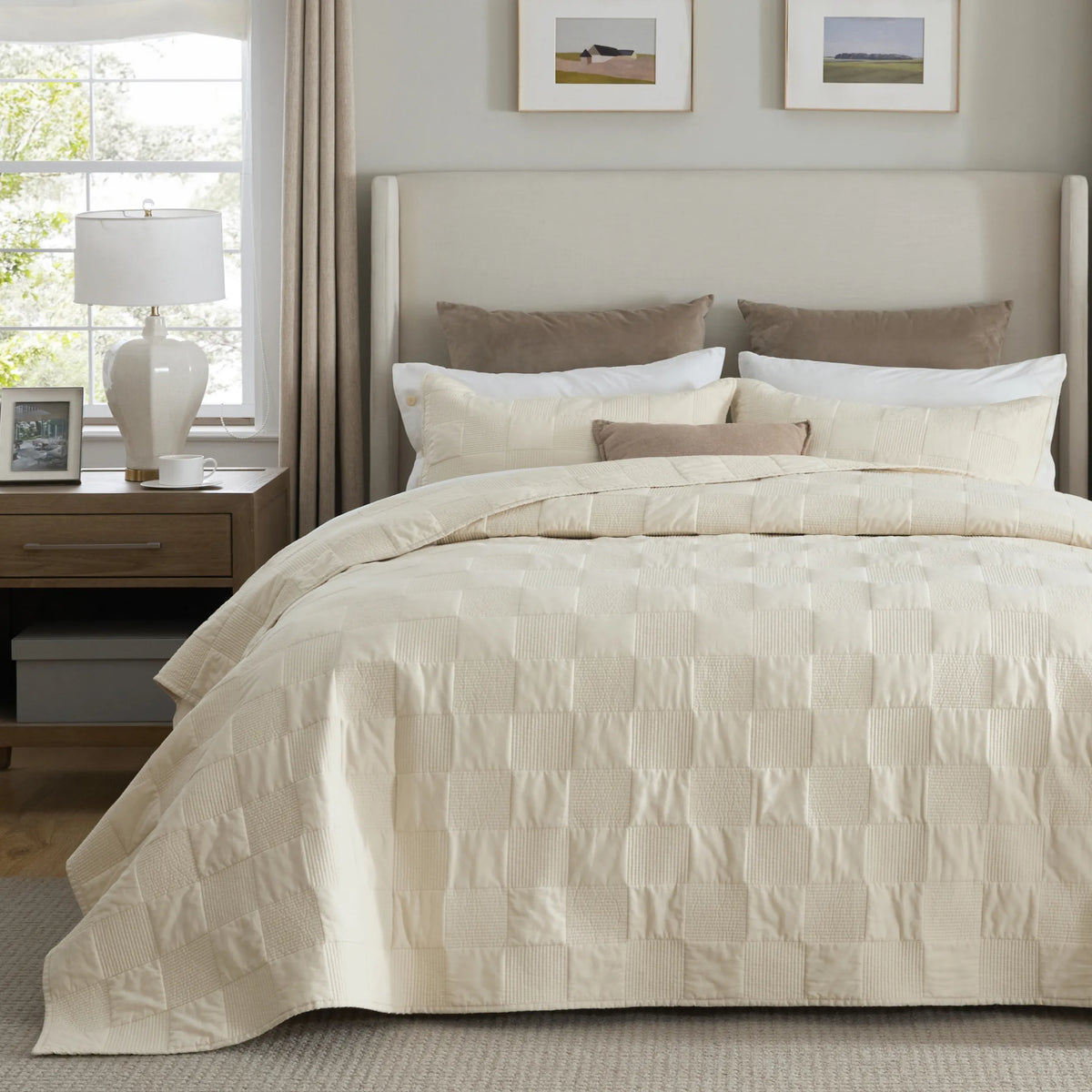 Cotton Checkered Quilted Set