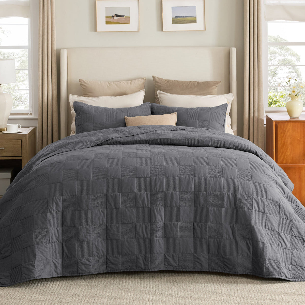 Cotton Checkered Quilted Set