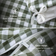 Ruffled Cotton-Like Gingham Duvet Cover Set