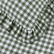 Ruffled Cotton-Like Gingham Duvet Cover Set