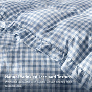 Ruffled Cotton-Like Gingham Duvet Cover Set