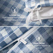 Ruffled Cotton-Like Gingham Duvet Cover Set
