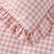 Ruffled Cotton-Like Gingham Duvet Cover Set