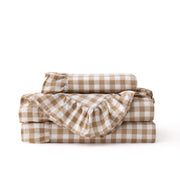 Ruffled Cotton-Like Gingham Duvet Cover Set