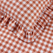 Ruffled Cotton-Like Gingham Duvet Cover Set