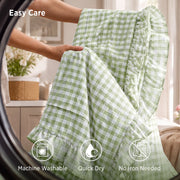 Ruffled Cotton-Like Gingham Duvet Cover Set