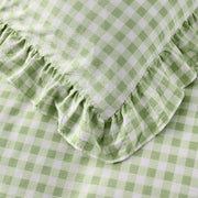 Ruffled Cotton-Like Gingham Duvet Cover Set