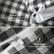 Ruffled Cotton-Like Gingham Duvet Cover Set