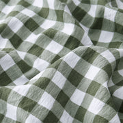 Ruffled Cotton-Like Gingham Sheet Set