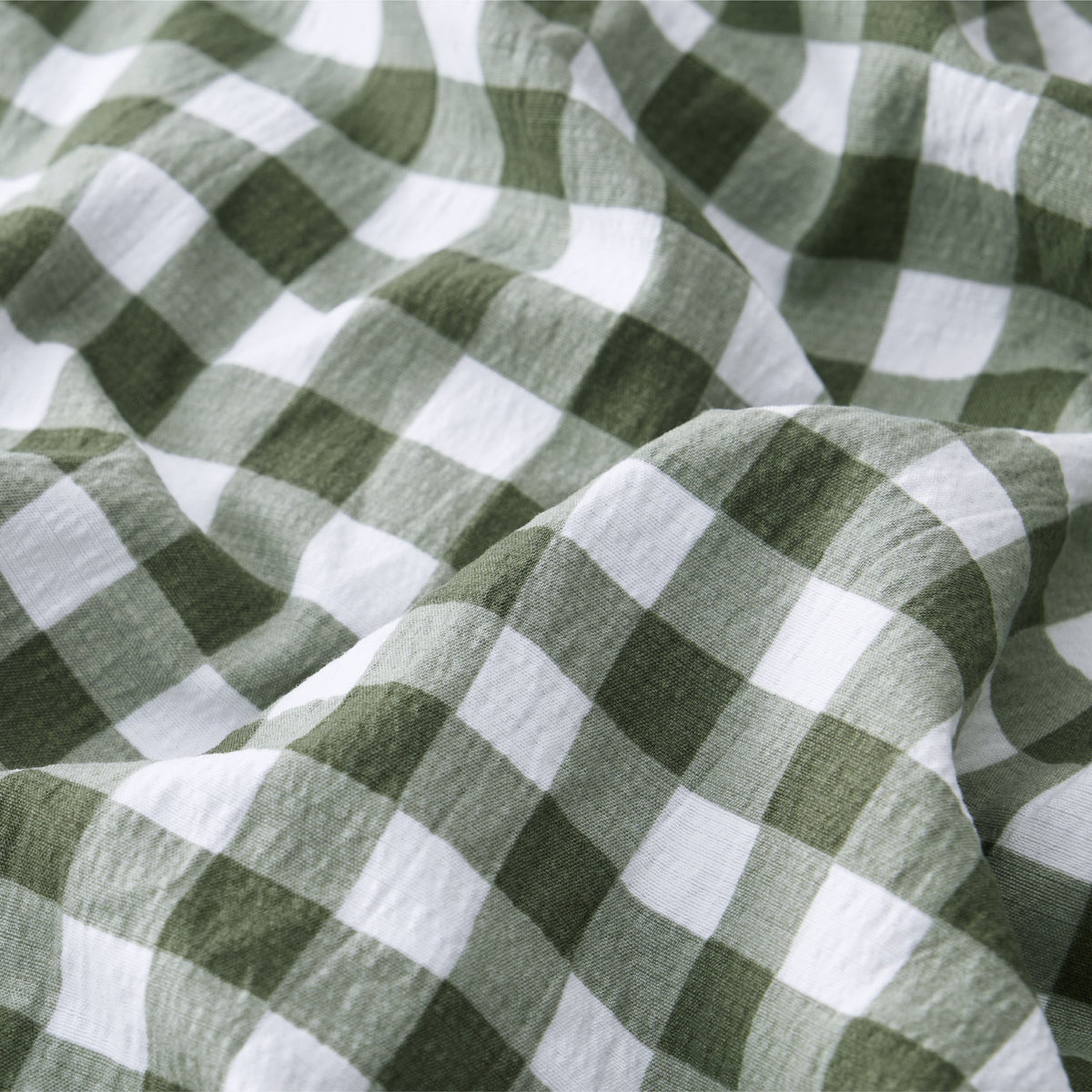 Ruffled Cotton-Like Gingham Sheet Set