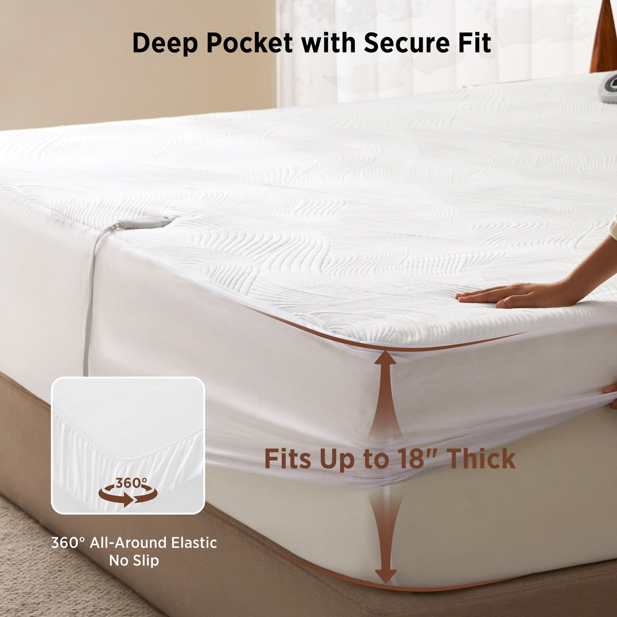 Luxury Jacquard Heated Mattress Pad